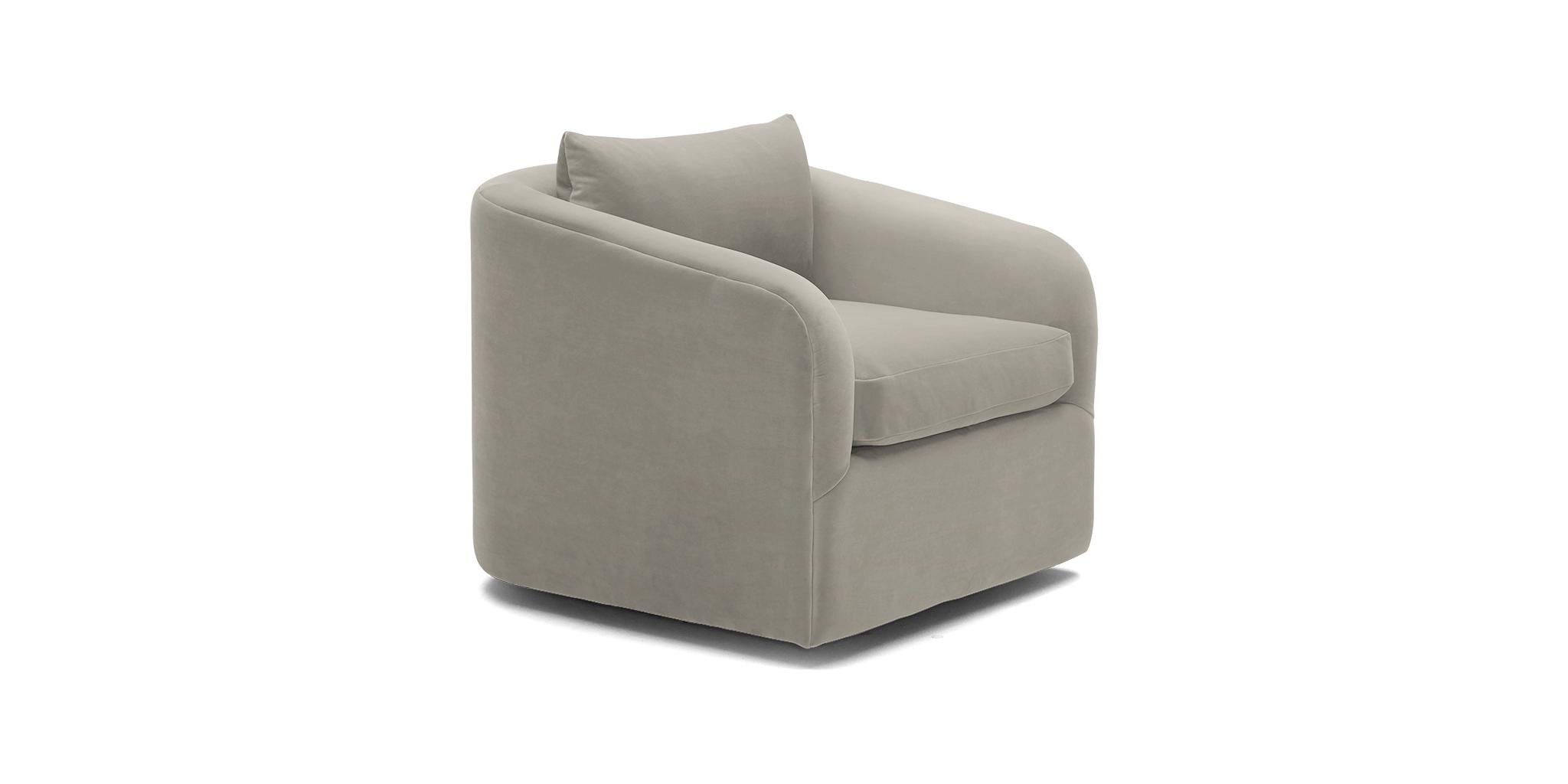White Amelia Mid Century Modern Swivel Chair - Bloke Cotton - Image 1