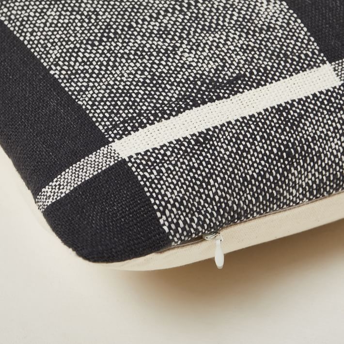 Woven Origin Plaid Pillow Cover, 20"x20", Charcoal - Image 2