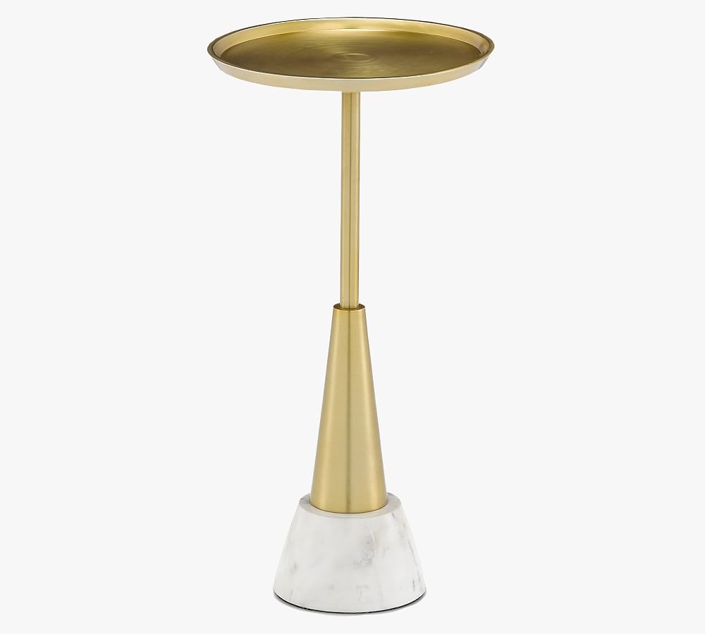 Wellesley Marble Accent Table, Brushed Brass - Image 0