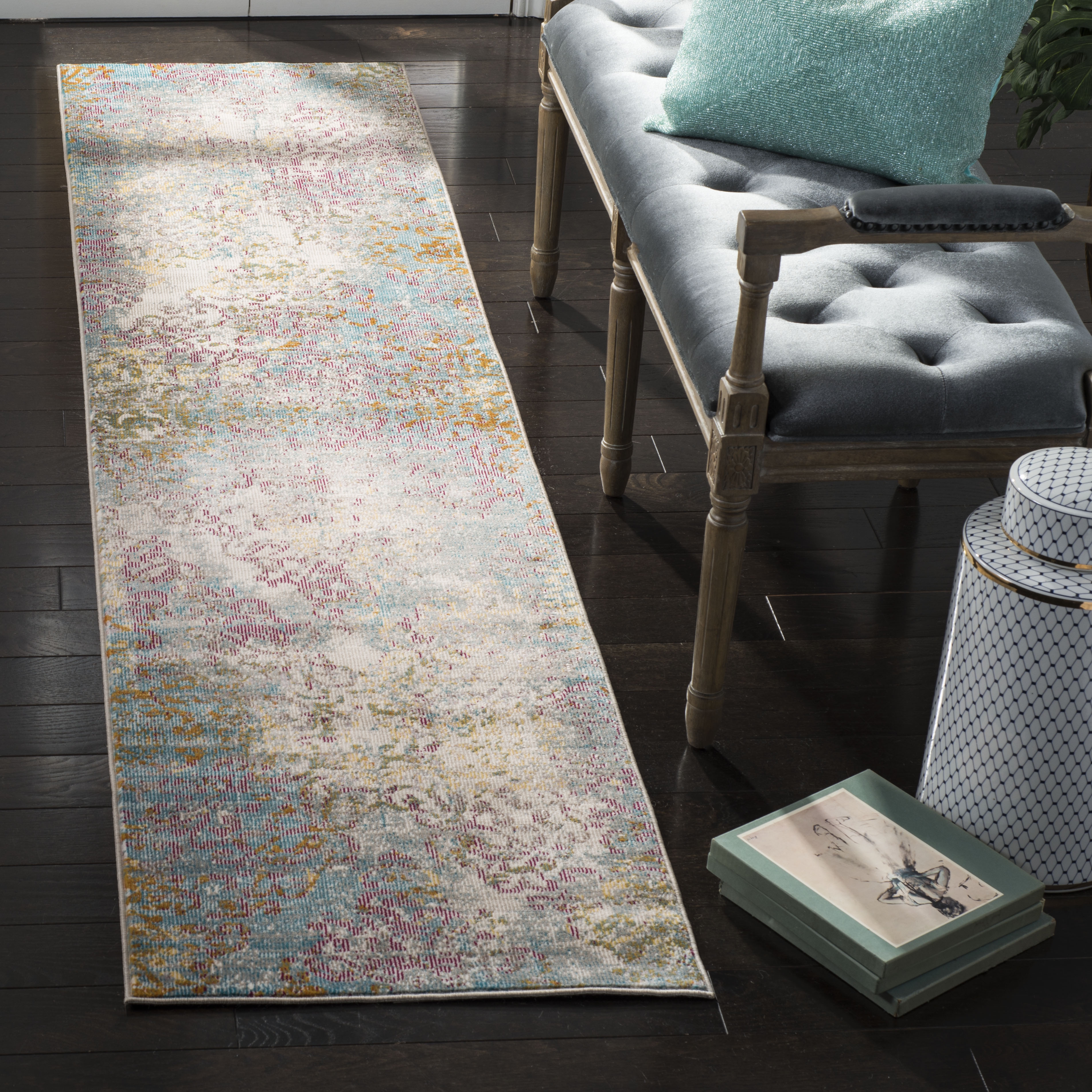 Arlo Home Woven Area Rug, ARA128C, Cream/Multi,  2' X 8' - Image 1