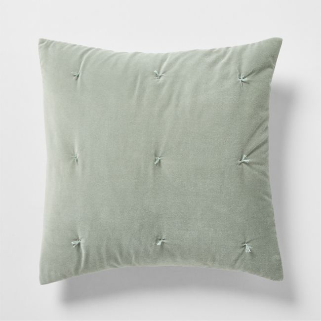 Organic Cotton Linen Velvet Sage Shadow Green Euro Bed Pillow Sham - Image 0