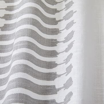 Striped Ikat Curtain, Pearl Gray, 48"x84" - Image 1
