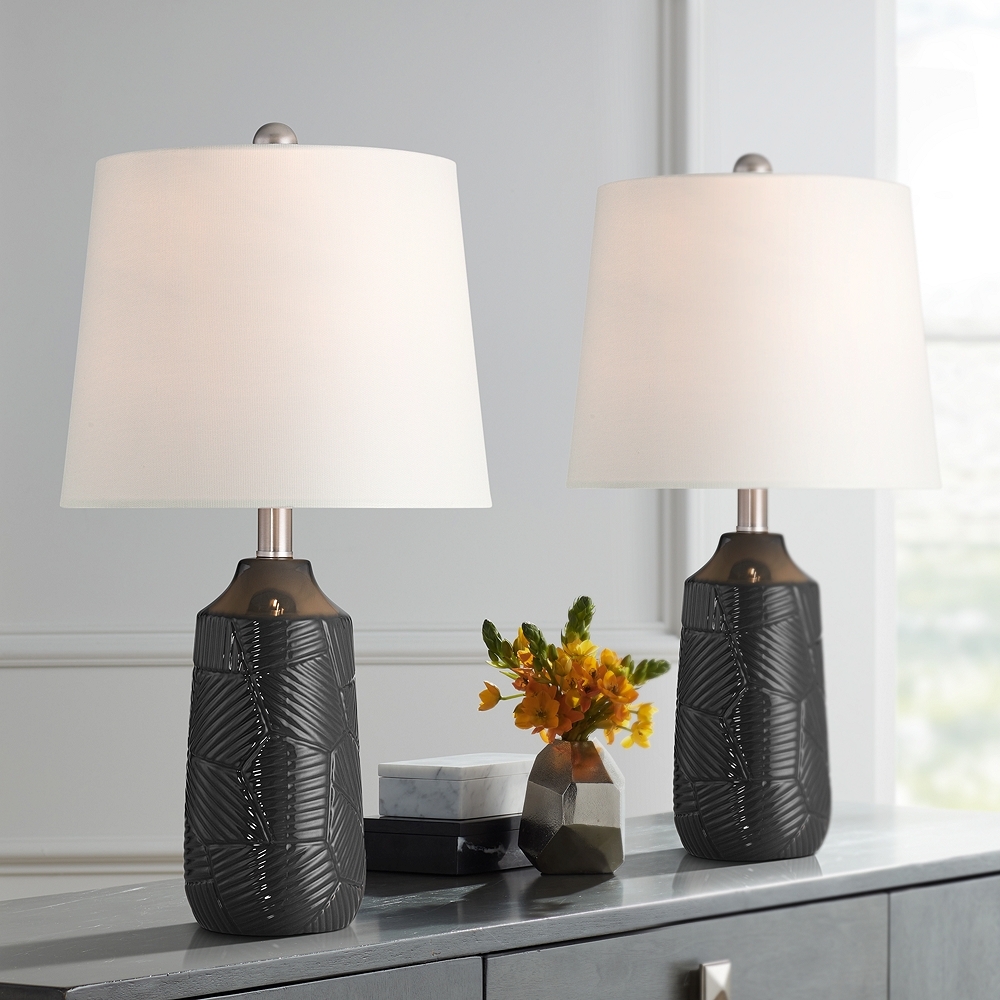 360 Lighting Unity 22 1/4" Modern Black Ceramic Table Lamps Set of 2 - Image 0