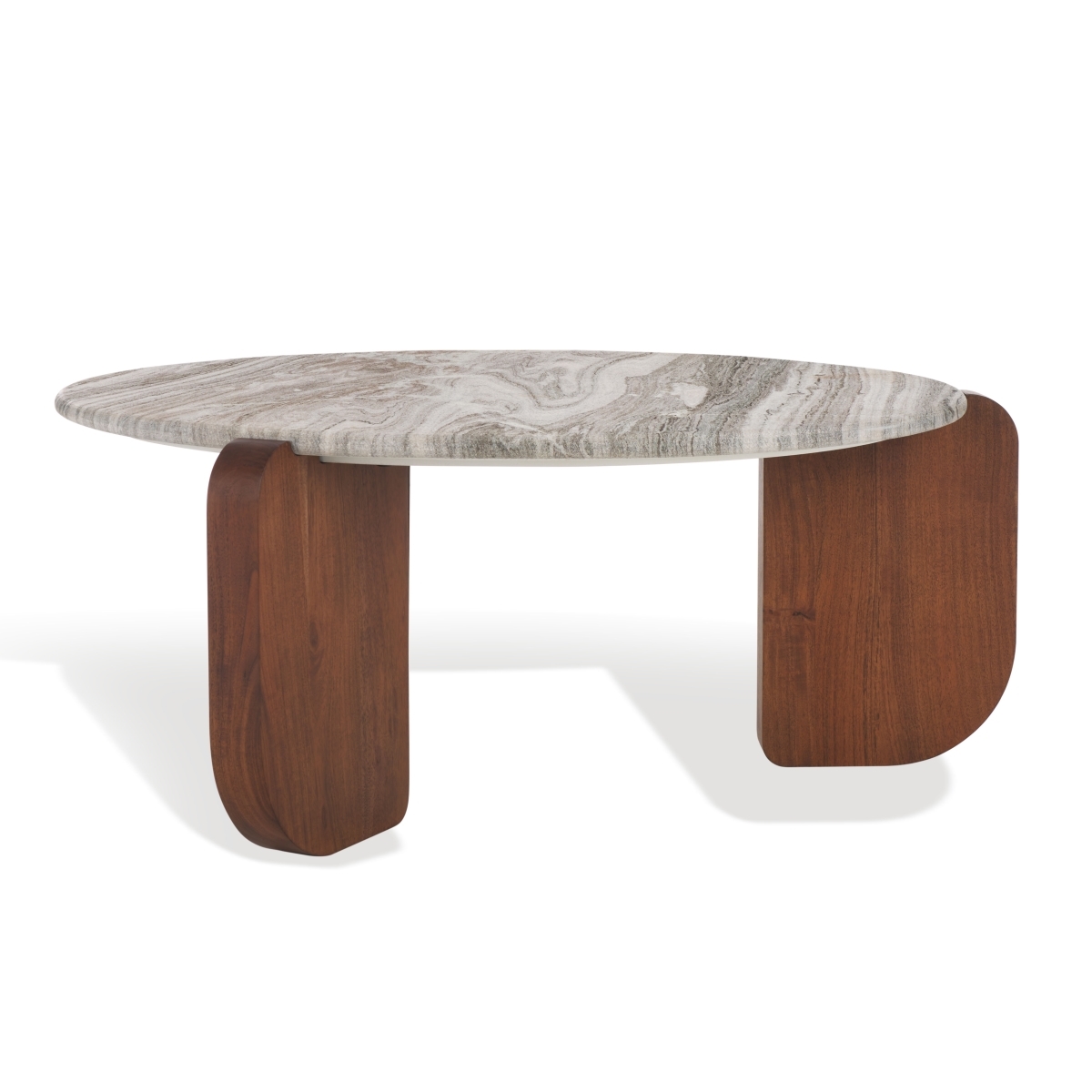 Graelyn Marble Top Coffee Table - Walnut/Grey - Image 7