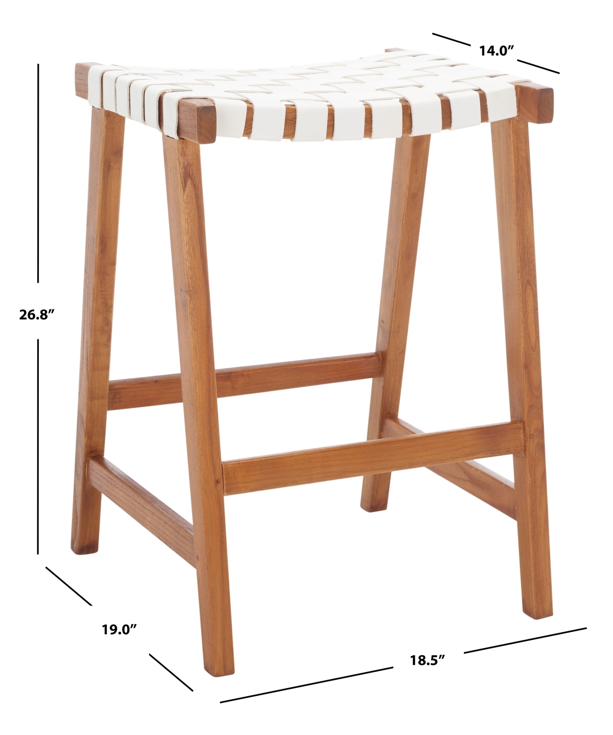 Abreu Rectangle Counter Stool - White / Natural - Safavieh - Image 7