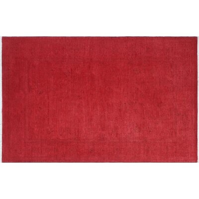 Overdyed Khordad Hand-Knotted Red Area Rug - Image 0