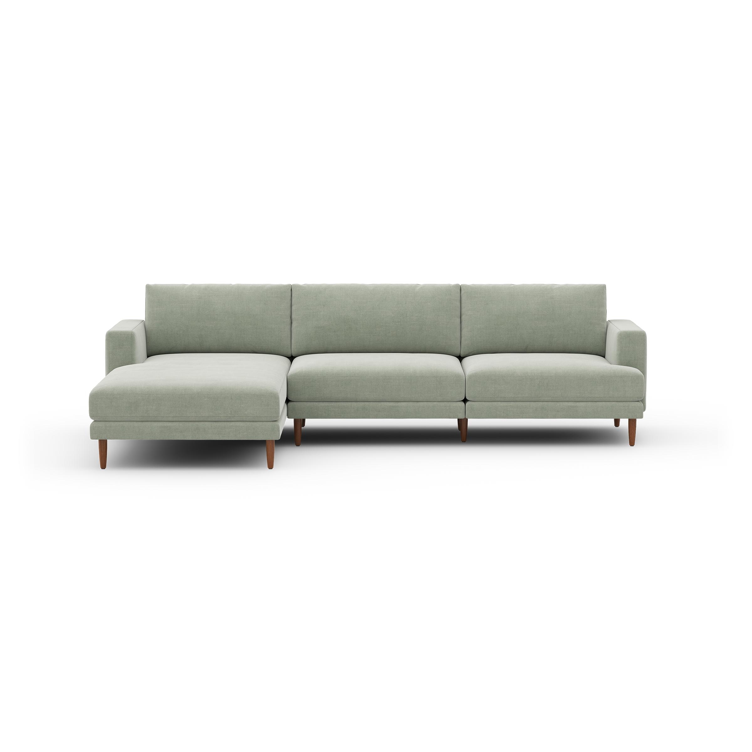 Ember Chaise Sectional - 111" / Seaglass - Performance Chenille / Walnut - Wood - Image 0