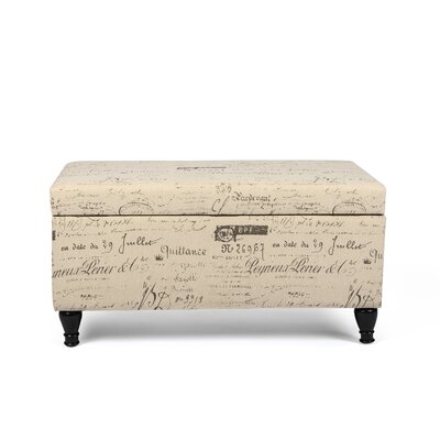 Our Rectangular Ottoman Bench Features Script Pattern On Linen Upholstery, Elegant Anti-Slip Legs In An Eye-Catching Color, Which Is The Perfect Way To Add Traditional Elegance To Your Living Room - Image 0
