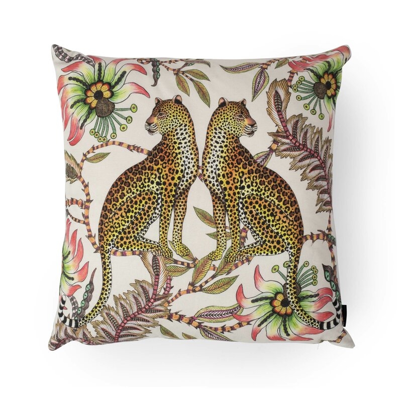 Ngala Trading Co. Lovebird Leopards Sabie Square Cotton Pillow Cover & Insert - Image 0