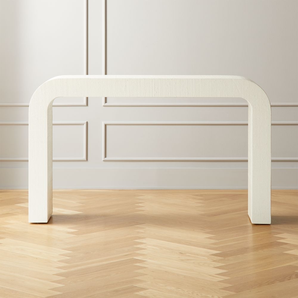Horseshoe White Lacquered Linen Console Table - Image 0