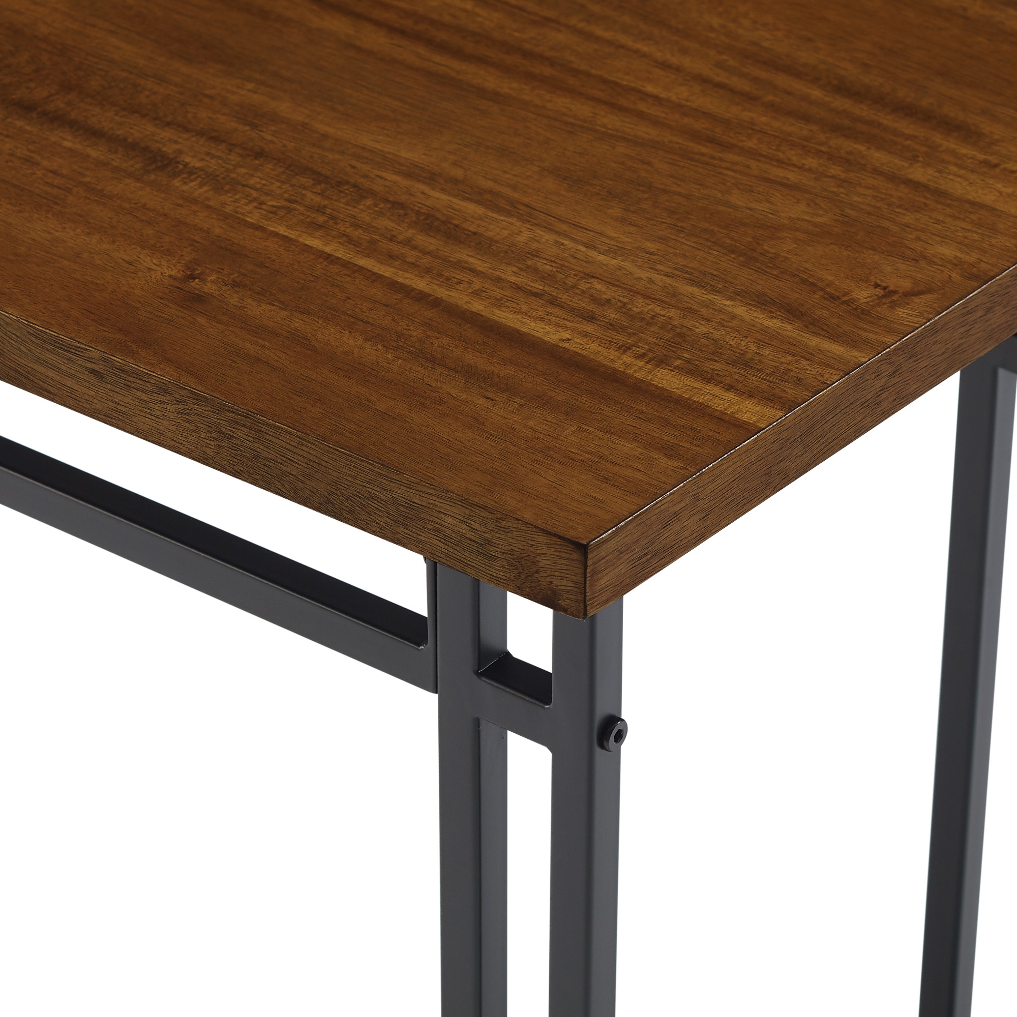 Contemporary Dual-Metal Leg Solid Wood Veneer Dining Bench – Walnut  - Image 6