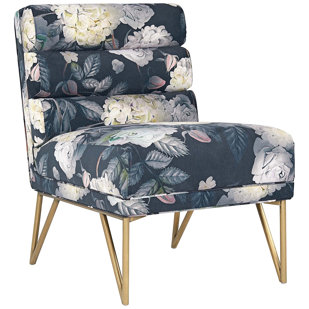 Kelly Floral Channel Tufted Velvet Accent Chair - Style # 74K63 - Image 0