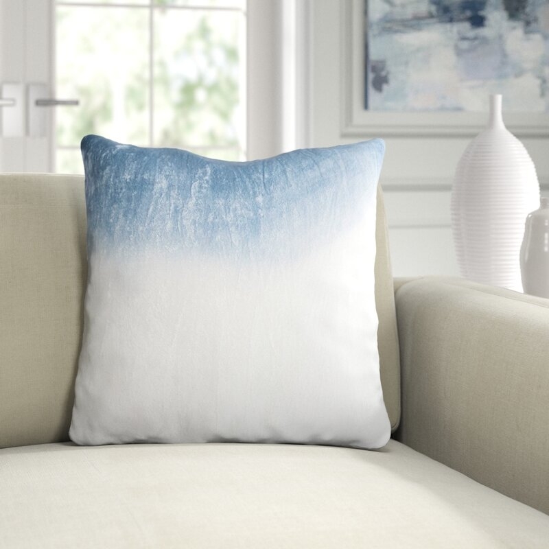 Dip Dye Velvet Ombre Throw Pillow Color: Azul - Image 0
