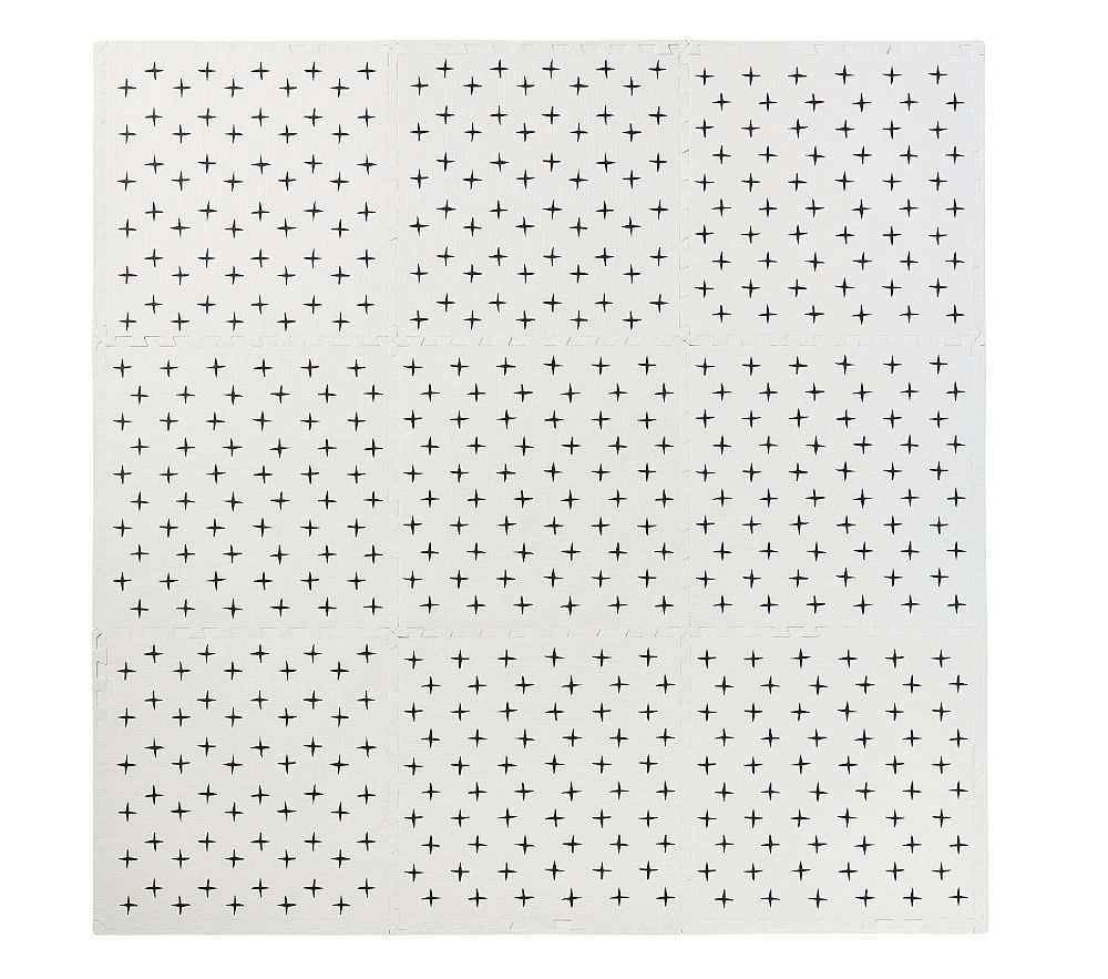 Foam Tile Play Mat Criss Cross, 9 Piece, Black/White - Image 0