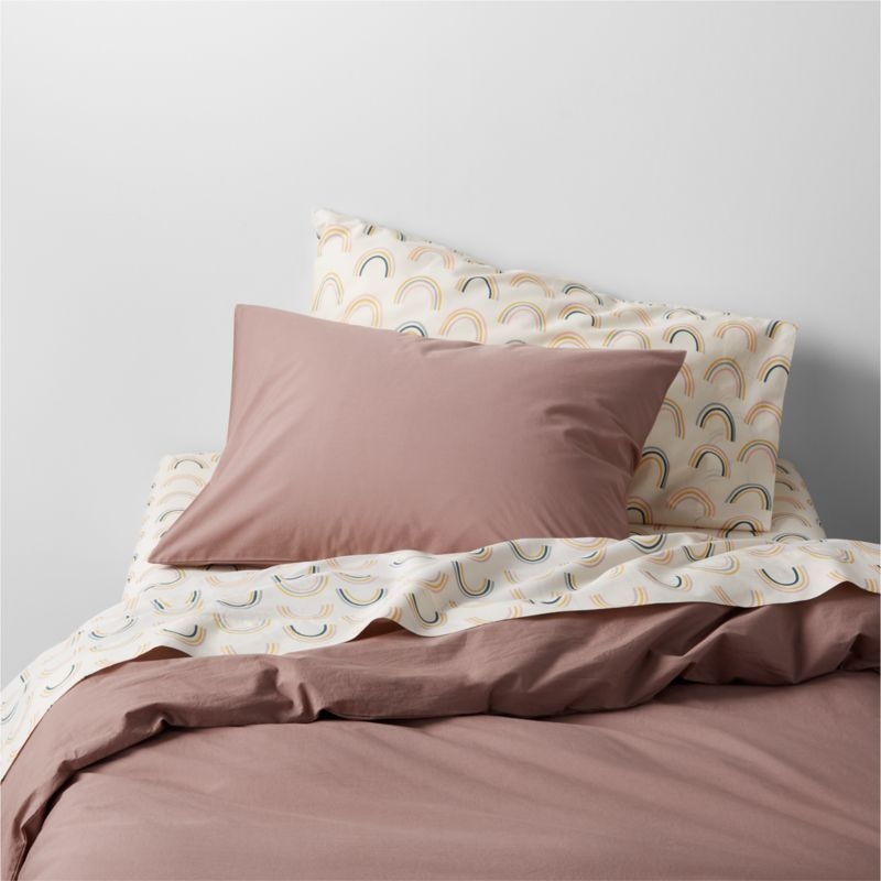 Cozy Cloud Moody Mauve Washed Organic Cotton Kids Pillow Sham - Image 1