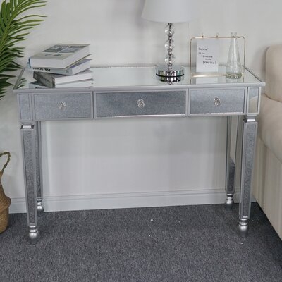 Three Drawers Mirror Table Dressing Table Console Table - Image 0