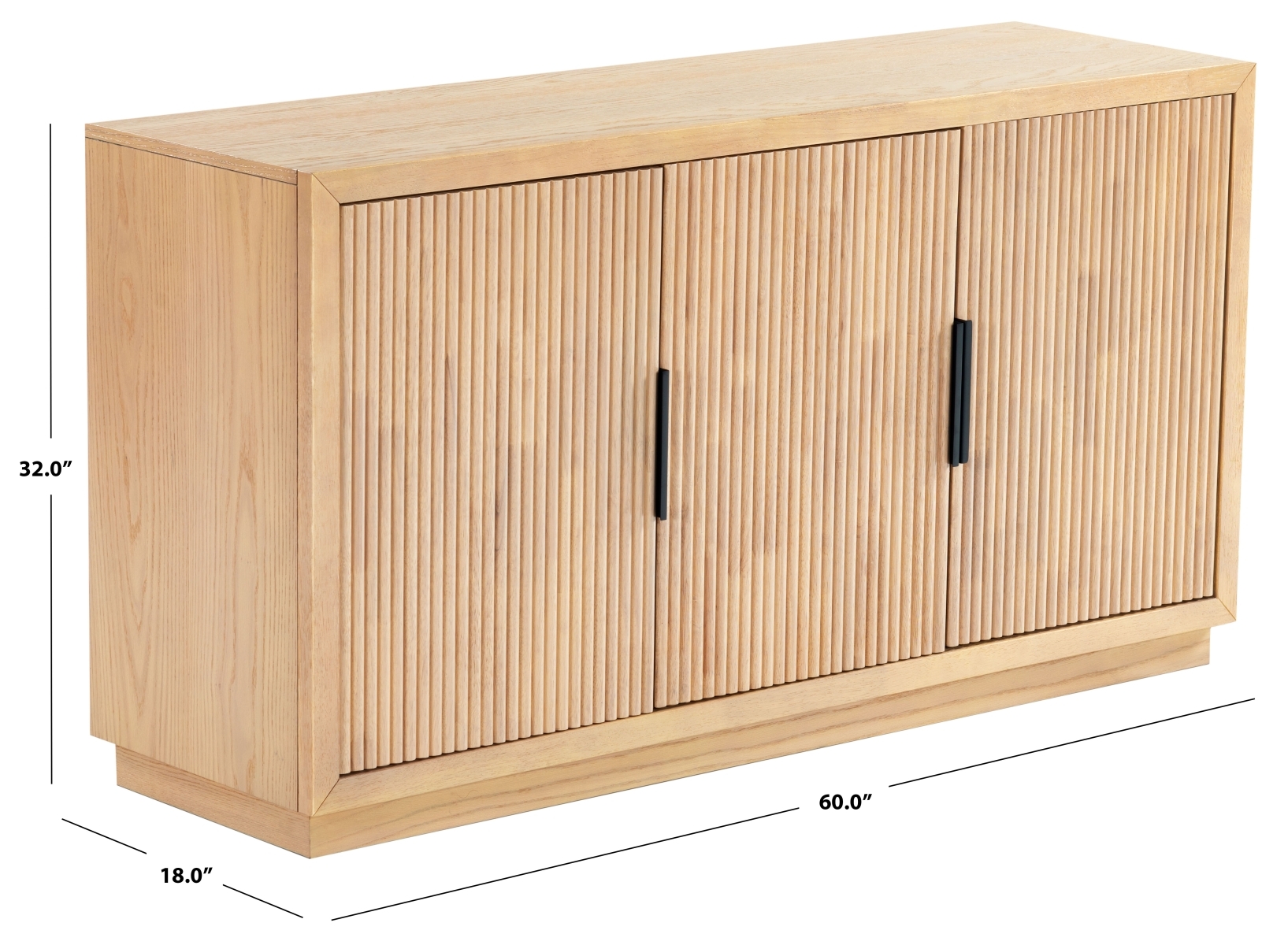 Shelbie 3 Door Reeded Sideboard - Oak/Black - Image 9