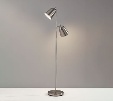 Grande Metal Floor Lamp, Brushed Steel - Image 1