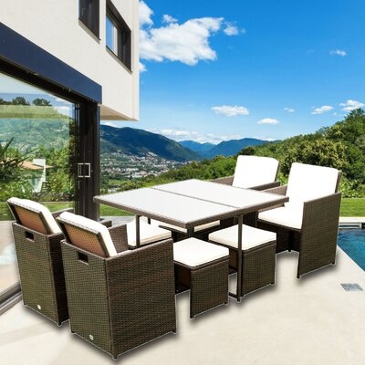 Outdoor Rattan Chairs Conversation Set Cushioned Seating And Back Sectional With Glass Table - Image 0