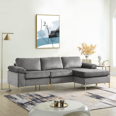 Amealia 101" Wide Velvet Reversible Sofa & Chaise - Image 1