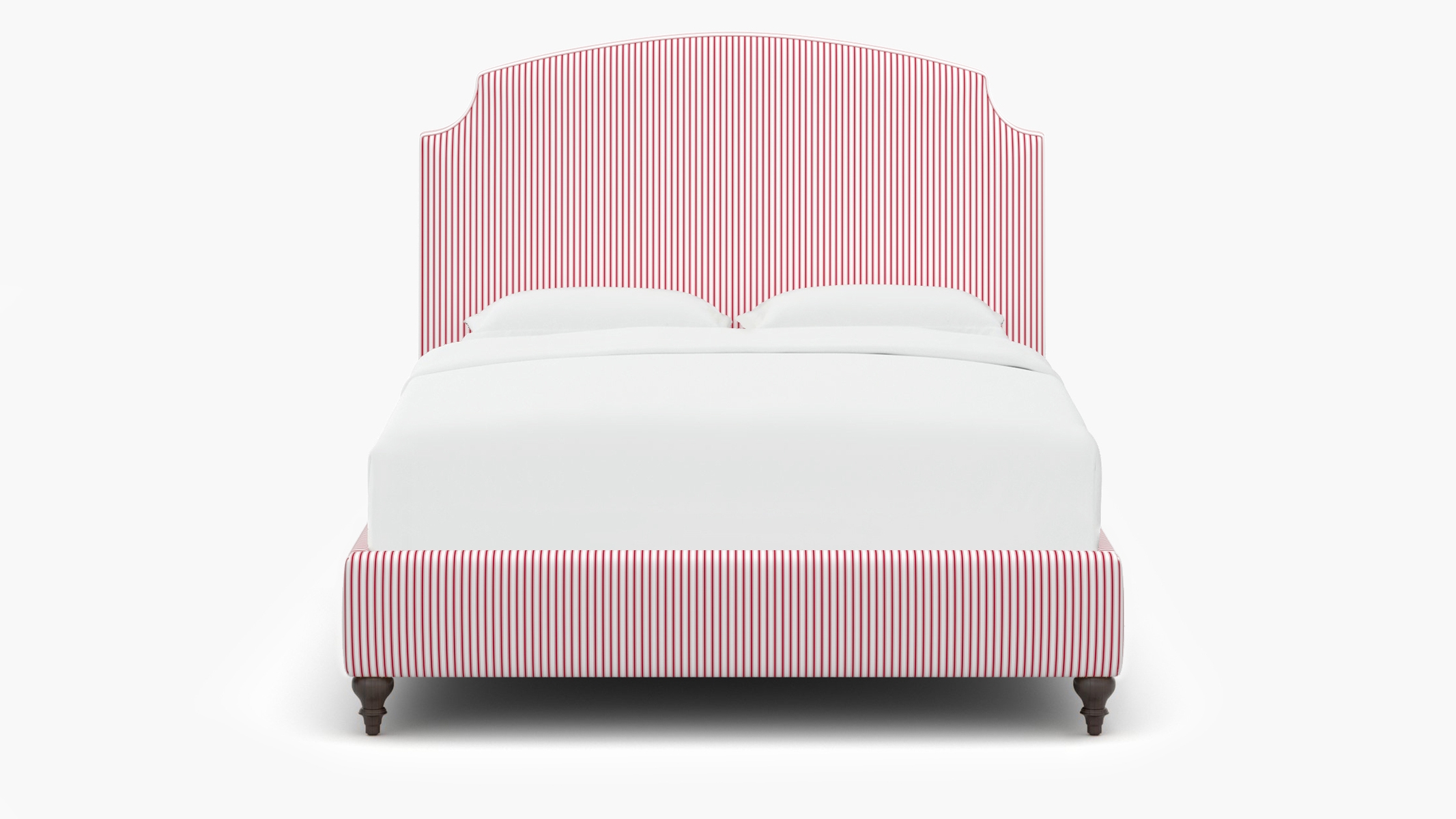 Cove Bed, Red Classic Ticking Stripe, Espresso Traditional Turned Leg, Twin - Image 0