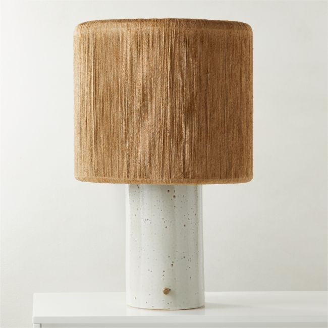 Ramble Tall White Ceramic Table Lamp with Jute Shade by Kravitz Design - Image 0