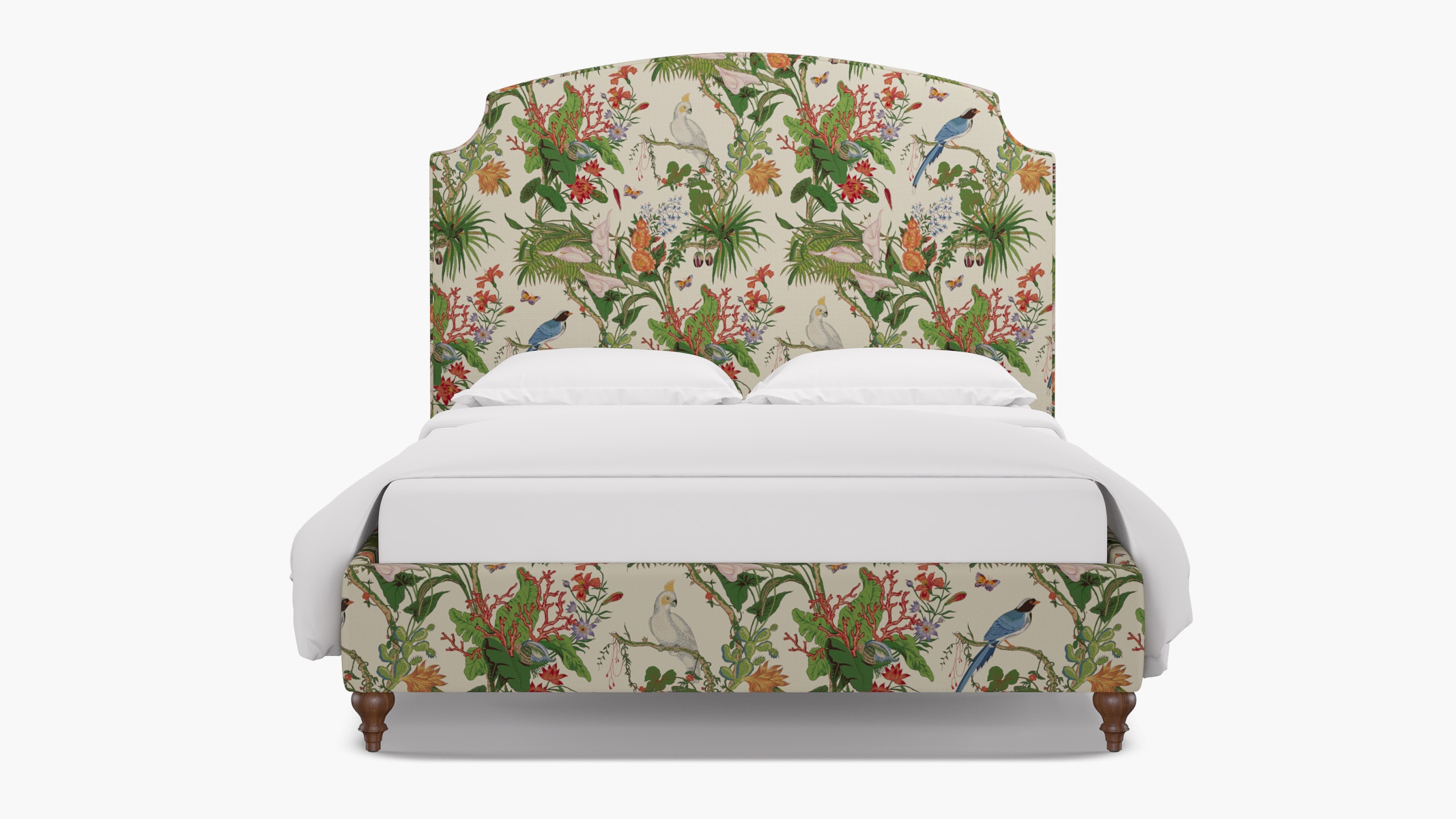 Cove Bed, White Cinque Terra, Walnut Decorative Tapered Leg, Twin - Image 0