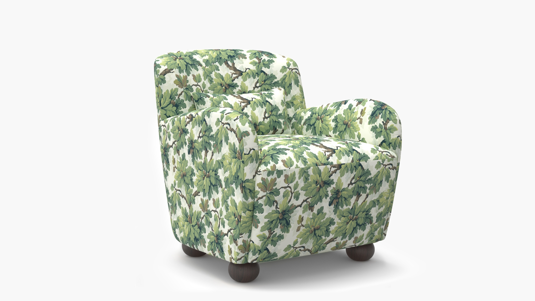 Club Chair, Vert Woodland, Espresso Bun Foot - Image 1