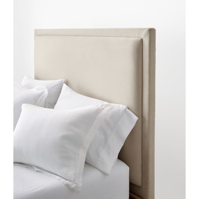 Meraux 56" Beige Upholstered Queen Headboard with Storage Bed Base - Image 1