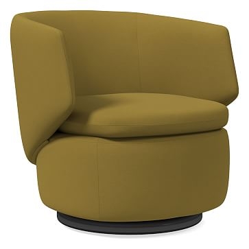 Crescent Swivel Chair, Poly, Plush Velvet, Wasabi, Concealed Support - Image 0
