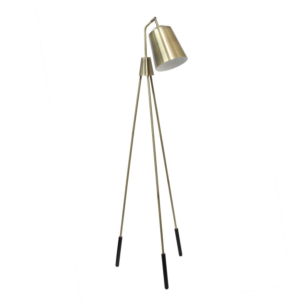 ALL THE RAGES 65 in. Antique Brass Industrial 1 Light Tripod Floor Lamp with Interior White Spotlight - Image 0