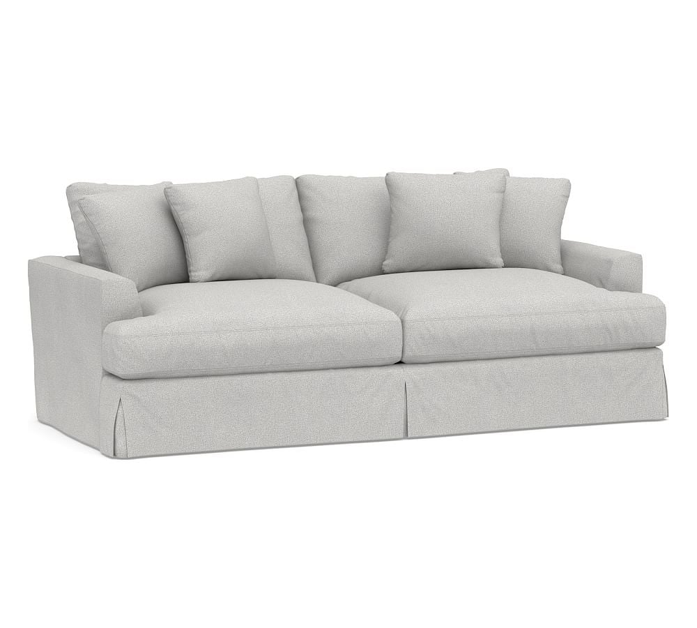Sullivan Fin Arm Slipcovered Deep Seat Sofa 86", Down Blend Wrapped Cushions, Park Weave Ash - Image 0
