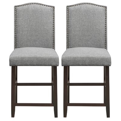 Red Barrel Studio® Set Of 2 Nailhead Bar Stools Upholstered Counter Height Stool For Kitchen/dining Room Beige - Image 0