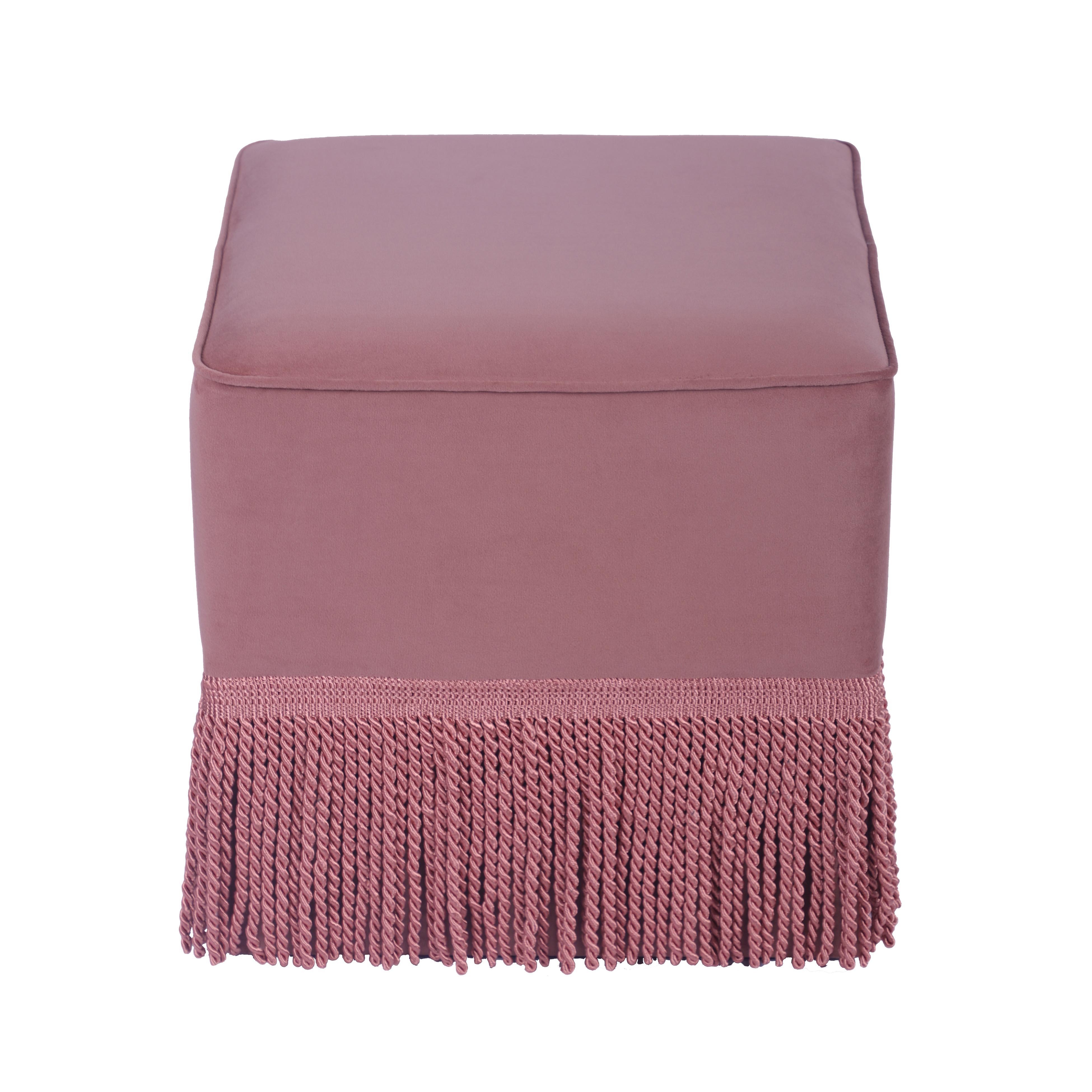 Fenn Mauve Velvet Ottoman - Image 4