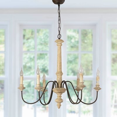 Fellers 6 - Light Chandelier with Wood Accents - Image 0