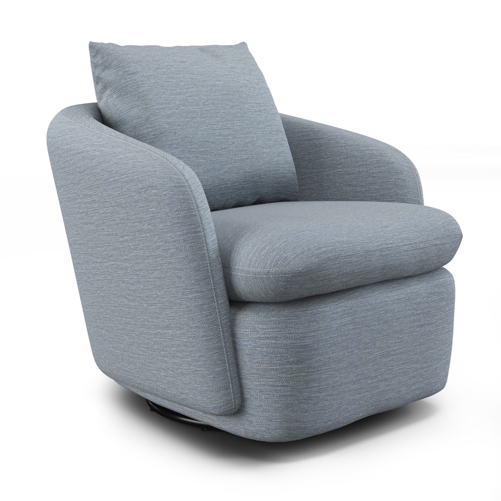 Leigh 33" Swivel Lounge Chair - Silver Light Blue - Image 0