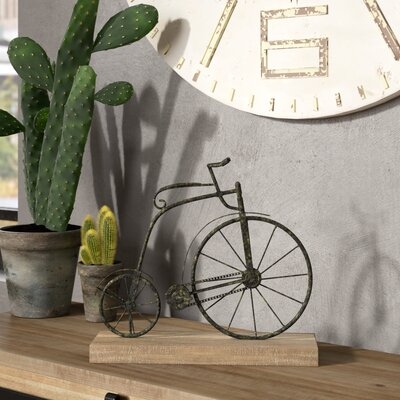 Textured Iron and Fir Decorative Bicycle Sculpture - Image 0