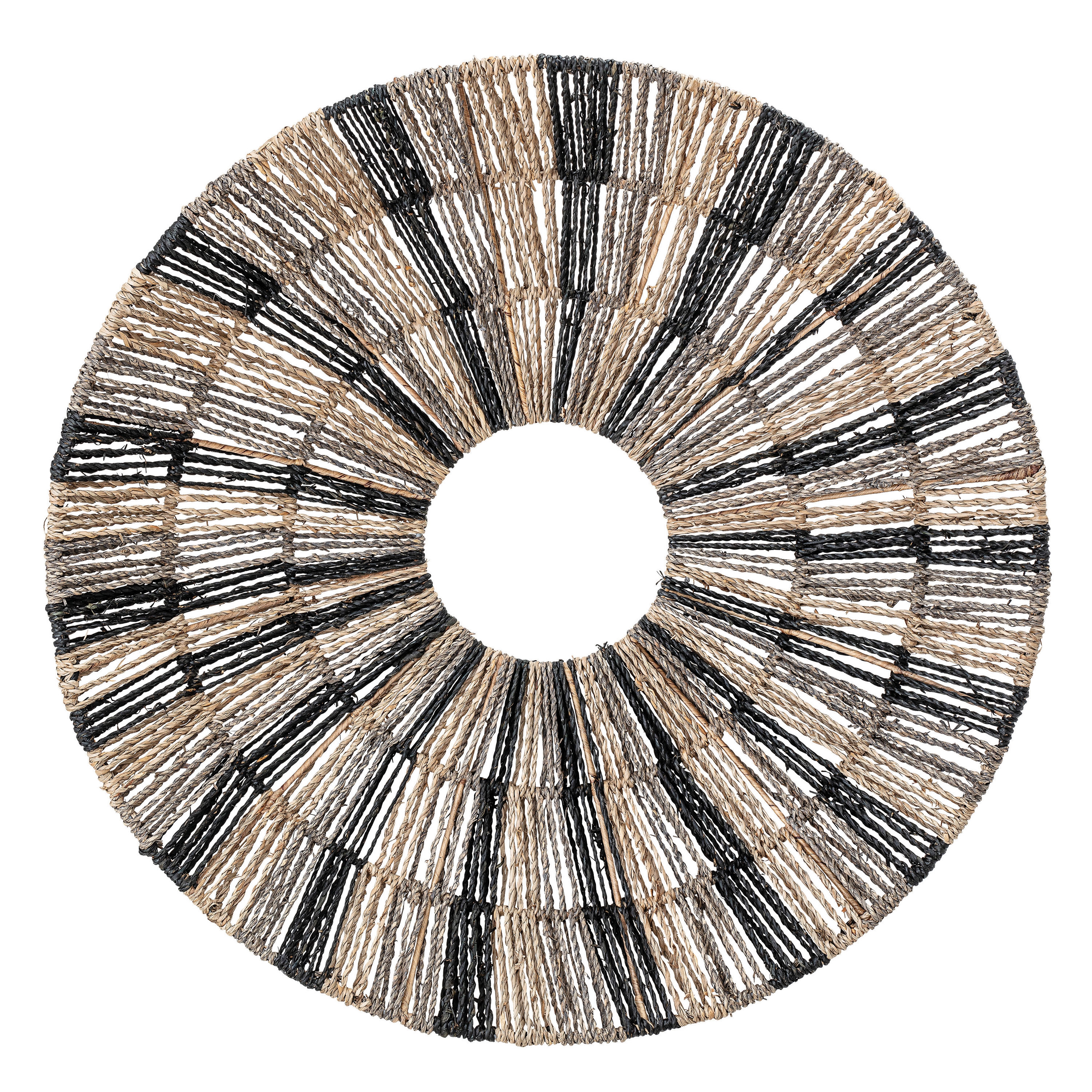 Circular Brown, Black & Grey Seagrass Wall Décor - Image 0