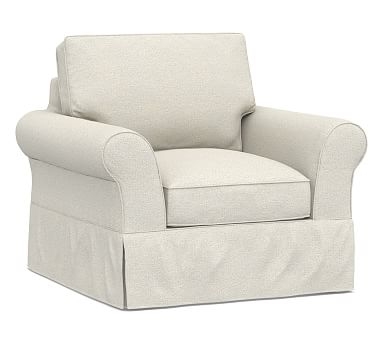 PB Comfort Roll Arm Slipcovered Armchair 39", Box Edge Down Blend Wrapped Cushions, Performance Boucle Oatmeal - Image 0