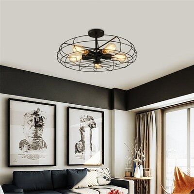 Loft Industry Wrought Iron Fan Close To Ceiling Light - Image 0