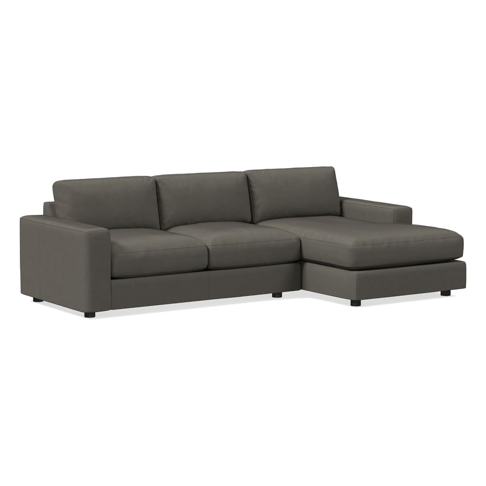 Urban 106" Right 2-Piece Chaise Sectional, Vegan Leather, Cinder, Poly-Fill - Image 0