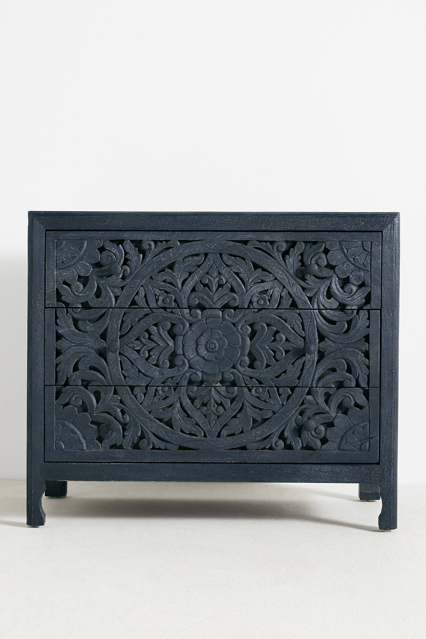 Handcarved Lombok Three-Drawer Dresser By Anthropologie in Blue - Image 0