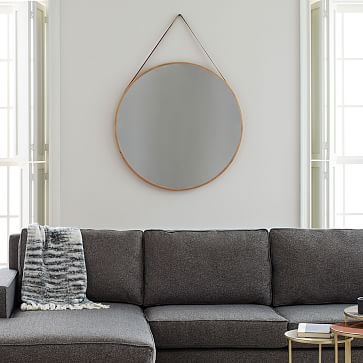 Modern Hanging Oversized Mirror, Walnut/Black, 36" - Image 3