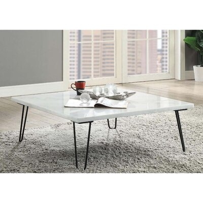Brasen Coffee Table In White Marble & Black - Image 0