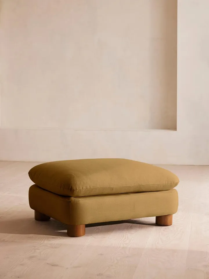 Vivienne Ottoman, Linen, Ochre, US