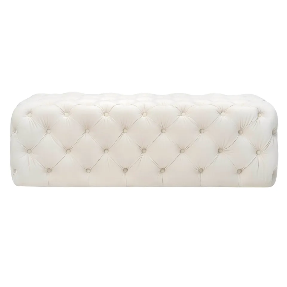 Kaylee Cream Velvet Ottoman