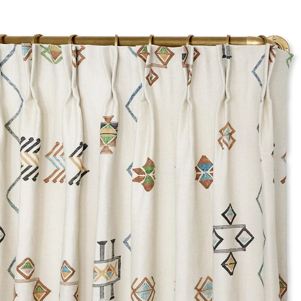 Ecru Cactus Silk French Pleat Curtain by St. Frank | White | 108" Panel | Cotton/Silk