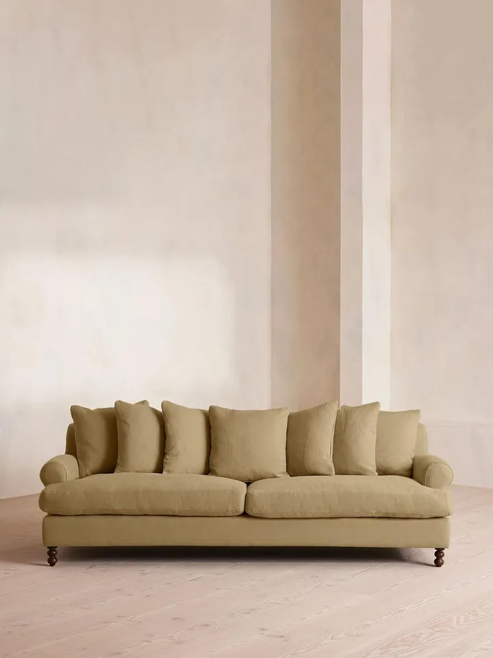 Audrey Four Seater Sofa, Linen, Wheat, US