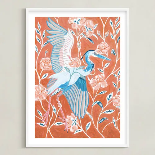 Blue Heron With Blossoms Limited Edition Fine Art Print
