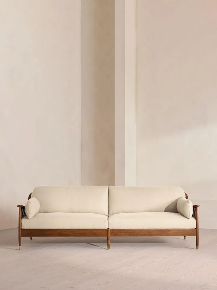 Atlanta Four Seater Sofa, Linen, Bisque, US